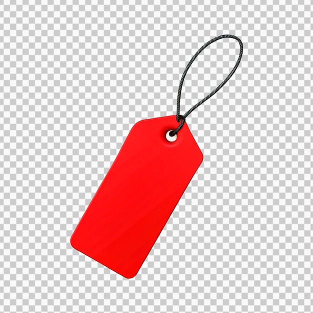 Rode craft rode tag met touw op doorzichtige achtergrond