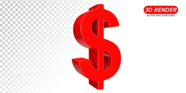 Rode dollar pictogram 3D-rendering