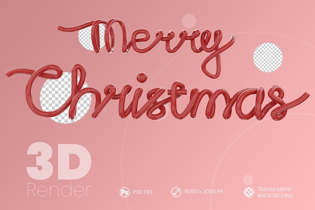 Rode en witte merry christmas belettering label 3d render compositie