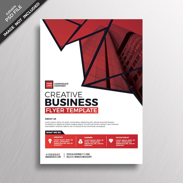 PSD rode geometrie abstracte stijl creatieve business flyer sjabloonontwerp