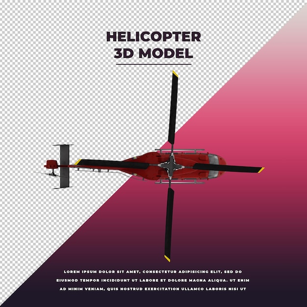 PSD rode helikopter 3d geïsoleerd 3d geïsoleerd