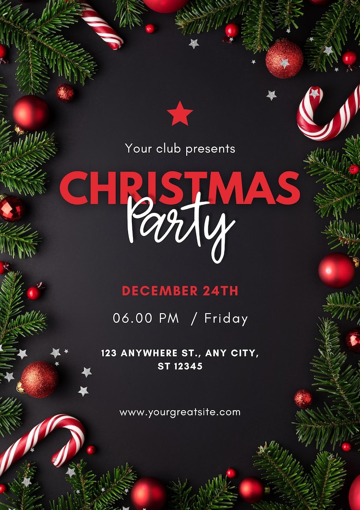 PSD rode kerstfeest flyer 1