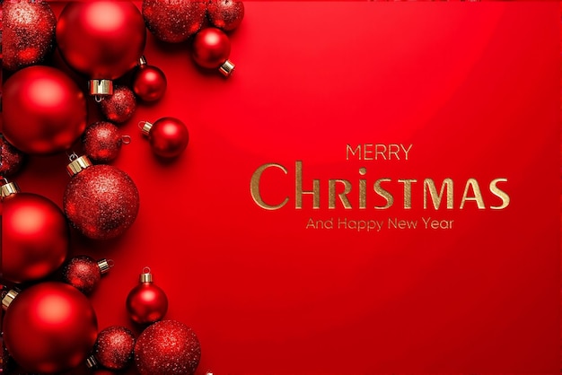 Rode kerstposter met ornamenten op rode achtergrond Elegant feestelijk ontwerp