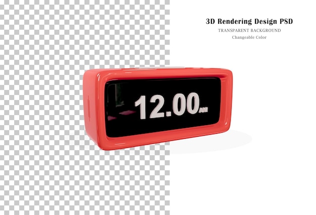 Rode kleur digitale wekker 3d-rendering
