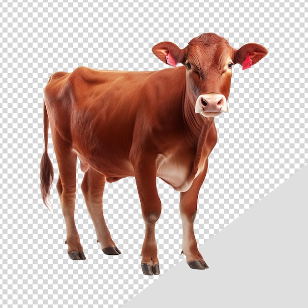 PSD rode koe geïsoleerd op transparante achtergrond