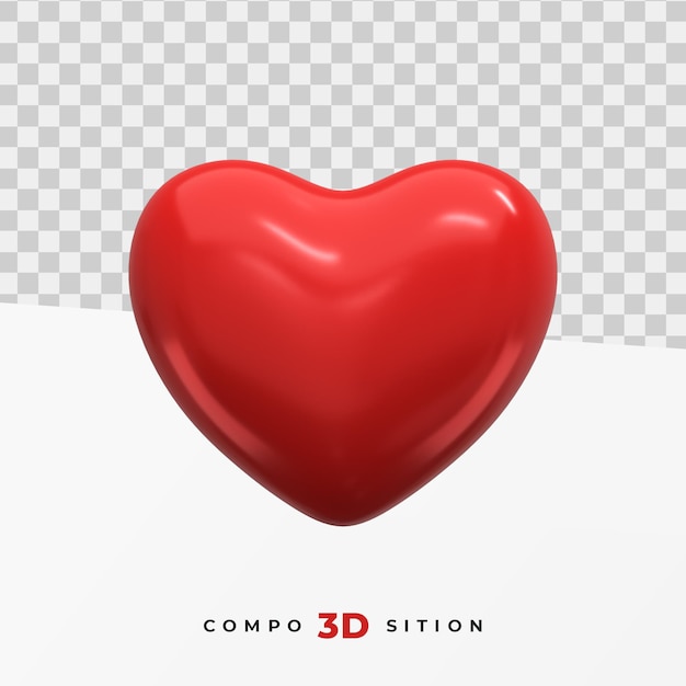 PSD rode liefde pictogram 3d-rendering