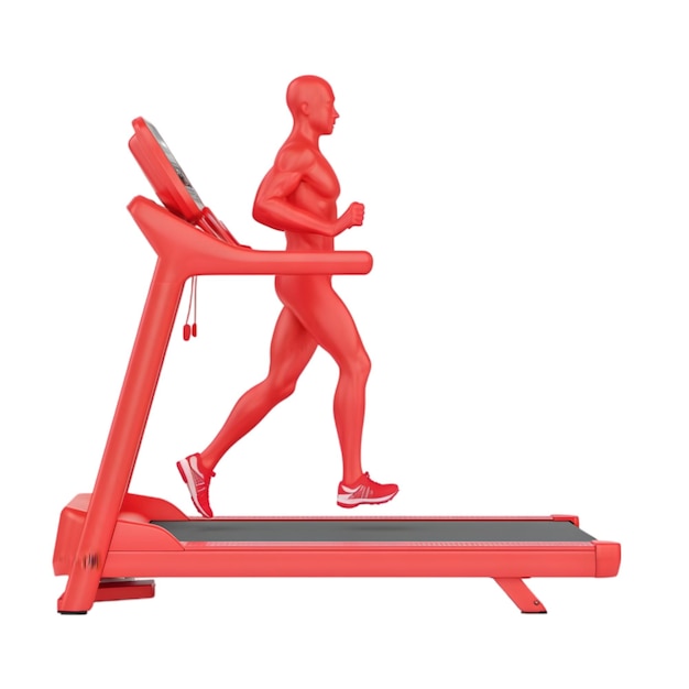 Rode loopband met loopfiguur voor fitness- en oefenconcepten