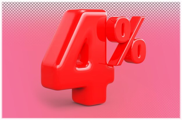 Rode nummer 4 percent off sale discount 3d render