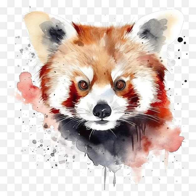 PSD rode panda aquarel schilderij - rode panda op een transparante achtergrond png download