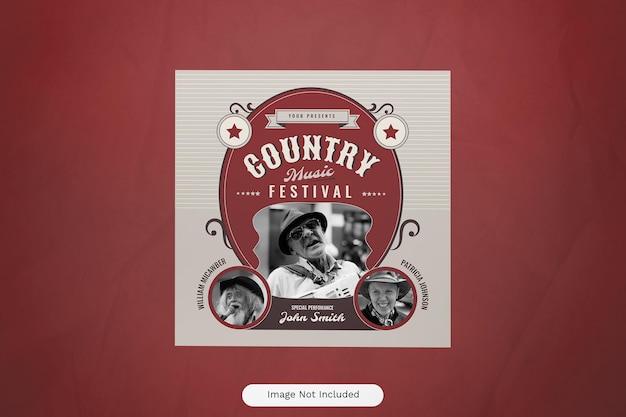 Rode retro countrymuziek instagram-post