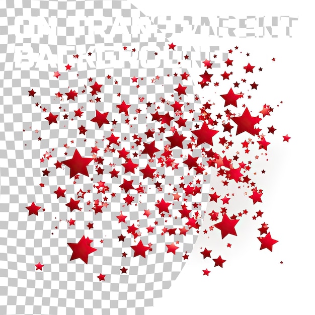 PSD rode sterconfetti vallende sterren op een doorzichtige achtergrond illustratie van vliegende glanzende sterren de