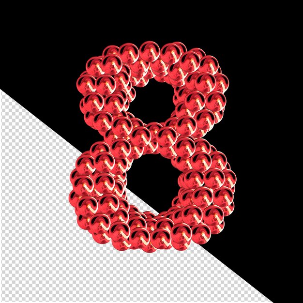 PSD rode symbolen van bollen 3d nummer 8