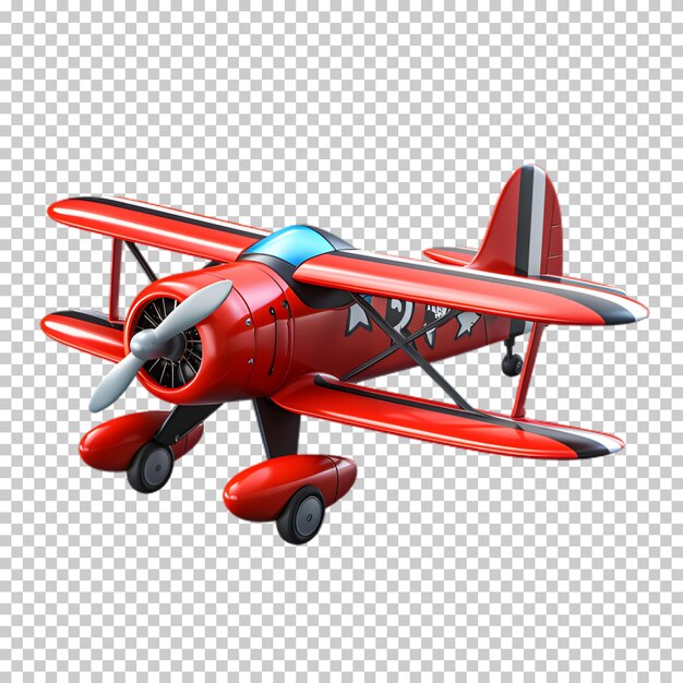 Rode vliegtuig cartoon stijl geïsoleerd op transparante achtergrond
