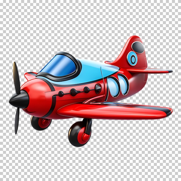 PSD rode vliegtuig cartoon stijl geïsoleerd op transparante achtergrond