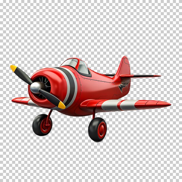 PSD rode vliegtuig cartoon stijl geïsoleerd op transparante achtergrond
