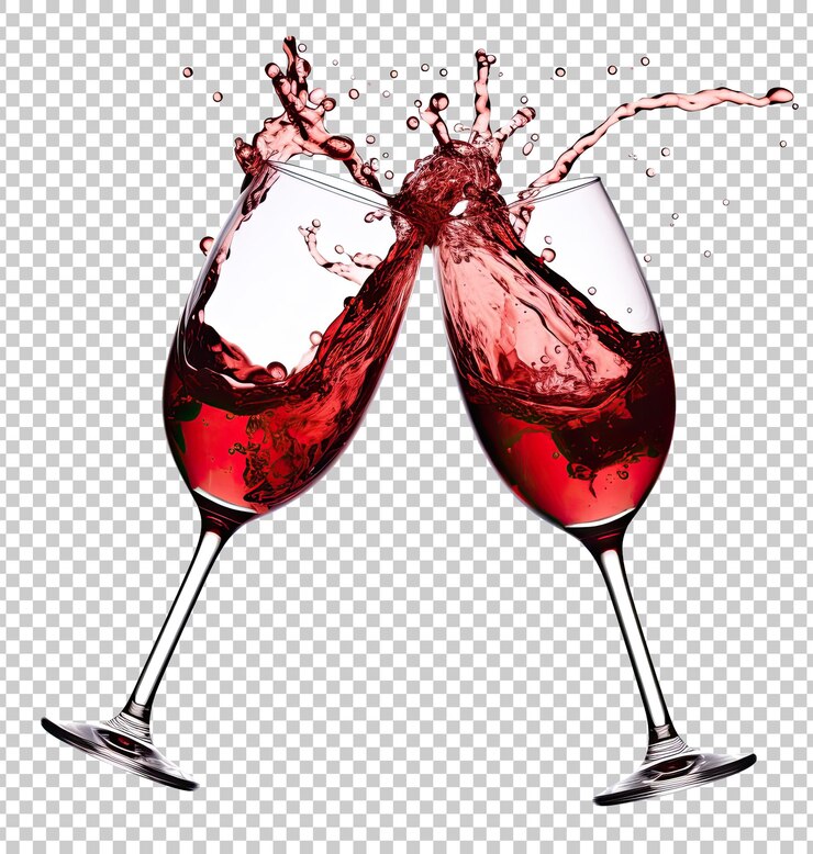 Rode wijn glas Splash Toast geïsoleerd op transparante achtergrond