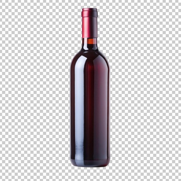 PSD rode wijnfles met wijn druiven geïsoleerd op doorzichtige achtergrond