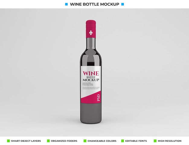 Rode wijnfles mockup ontwerp in drank concept