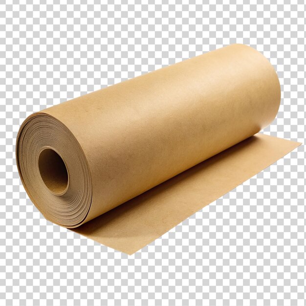 PSD roll of brown paper isolated on transparent background