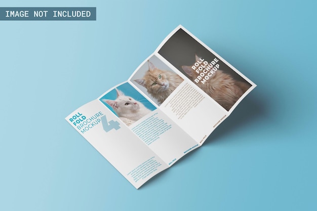 PSD roll fold brochure mockup left angle left