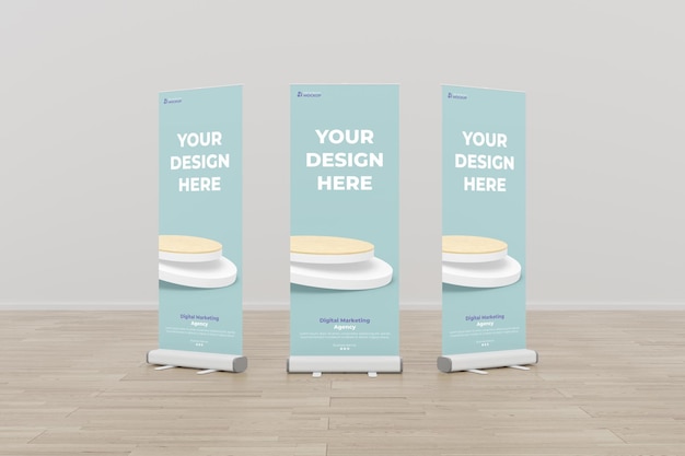 PSD roll up banner mockup display standee for presentation purpose