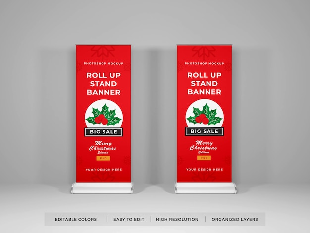 Roll up banner mockup isolated