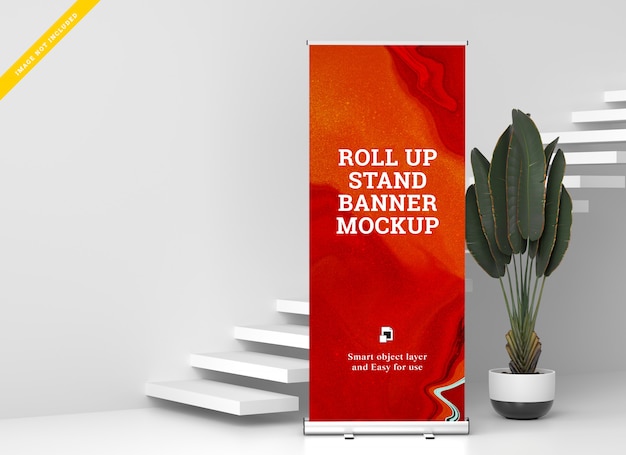 PSD roll up banner stand mockup. template psd.