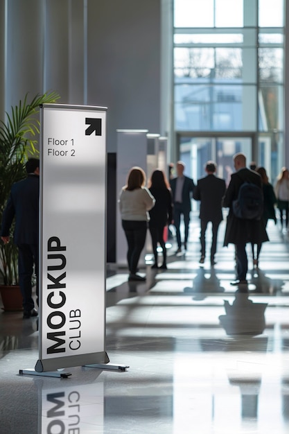 Roll-up banner weergave conventie mockup
