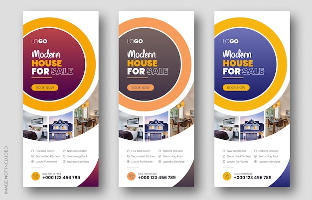 Roll-up bannerdesign til ejendomsmæglere eller pull-up bannerskabelon