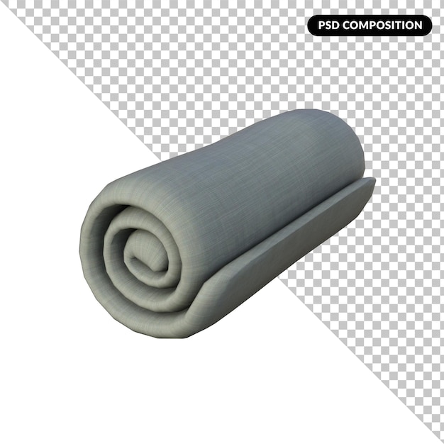 PSD roll up mattress isolated 3d