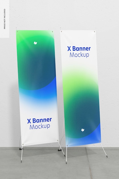 PSD roll-up of x-banner mockup, juiste weergave