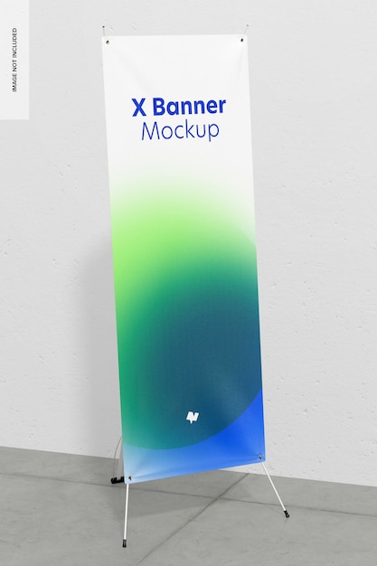 PSD roll-up o x-banner mockup, prospettiva