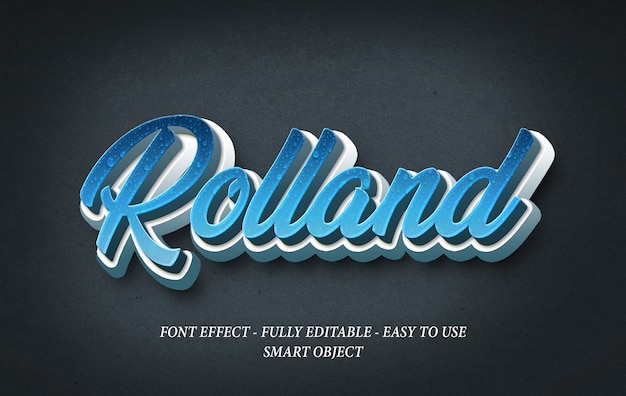 PSD rolland text realistic 3d effect template