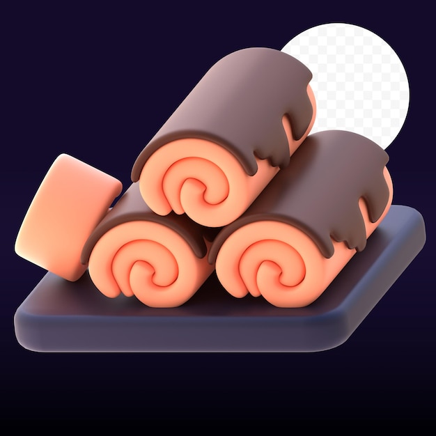 Rollcake in 3d rendered graphic