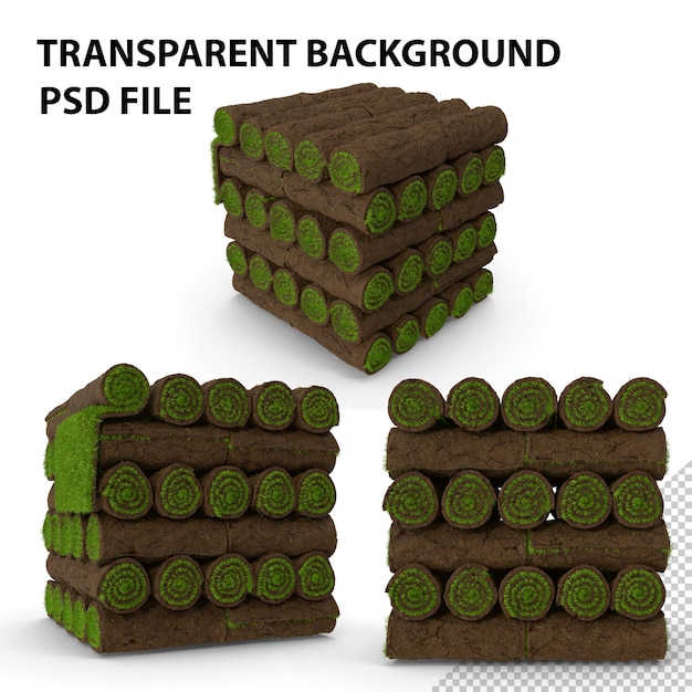 PSD rolled lawn big stack png