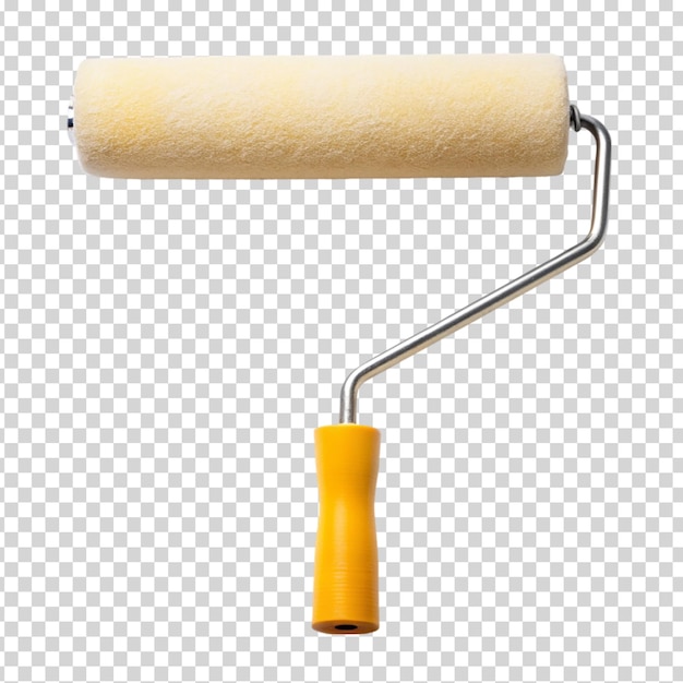 PSD a roller brush with a yellow brush and an orange handle on transparent background