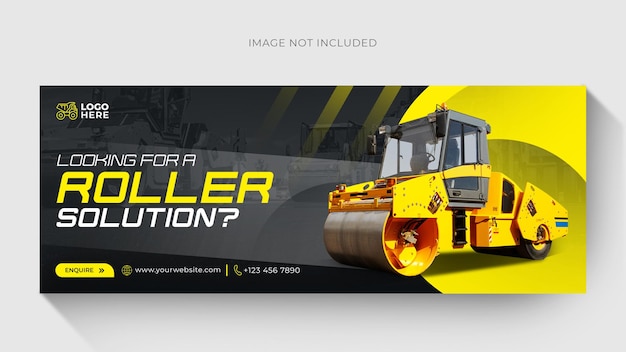 PSD roller machinery service social media post cover sjabloon ontwerp