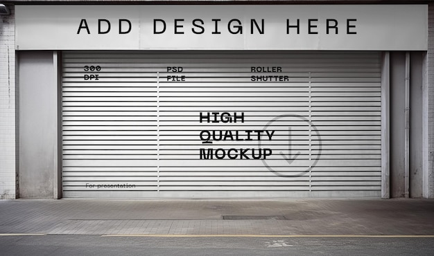 PSD roller shutter shop display mockup