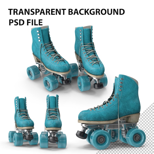 PSD roller skates blue png