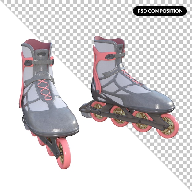 Roller skates isolated 3d rendering