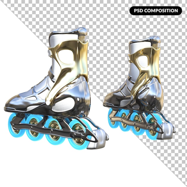 PSD roller skates isolated 3d rendering