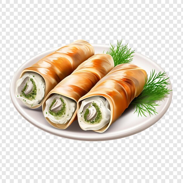 PSD rollmops ingelegde haringbroodjes geïsoleerd op transparante achtergrond