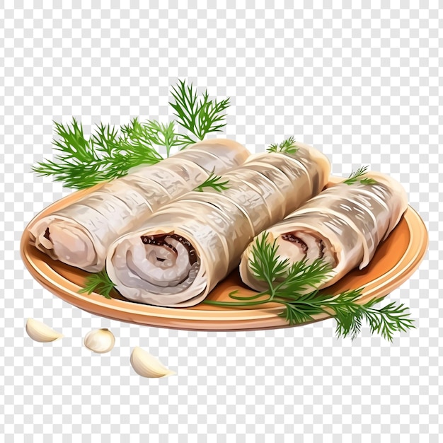 Rollmops Pickeled Herring Rolls Izolowane Na Przezroczystym Tle