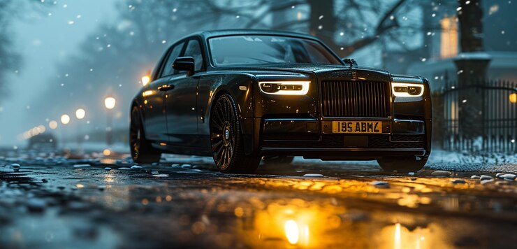PSD rolls royce ghost, припаркованный на улице
