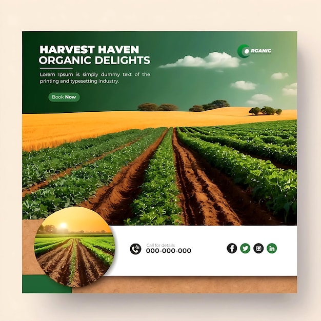 PSD rolnictwo ogród rolnictwo i usługi rolnicze media społecznościowe generowane szablony banerów