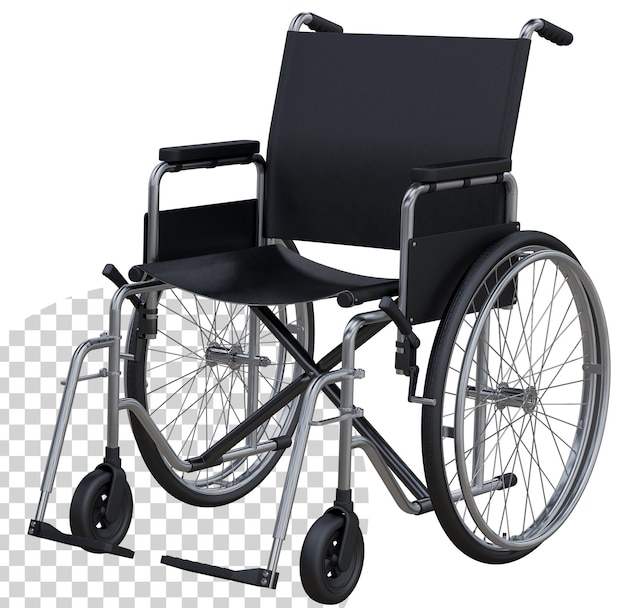 PSD rolstoel geïsoleerd op witte achtergrond voor medische zorg en mobiliteitshulp 3d-weergave