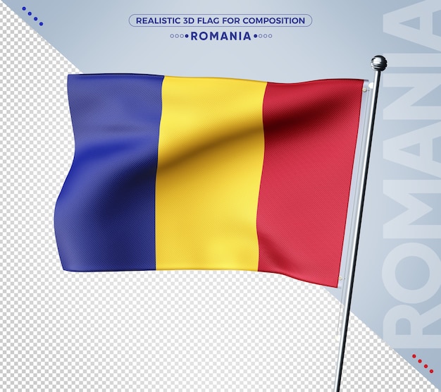 Romania 3D flag with realistic texture