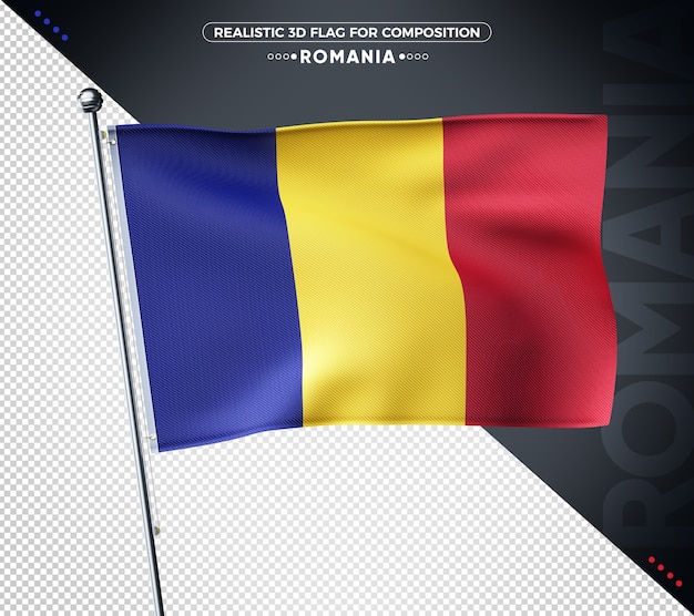 PSD romania 3d textured flag for composition