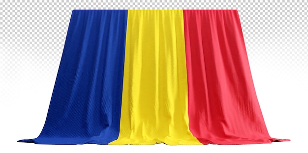 PSD romania flag curtain in 3d rendering called flag of romania