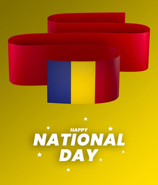 PSD romania flag element design national independence day banner ribbon psd